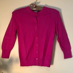 J crew bright pink cotton cardigan